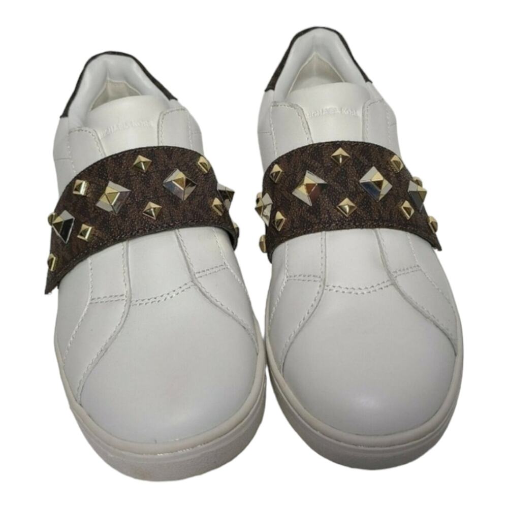 Michael Kors Women's Kenna Sneakers white leather pyramid studs slip on Size 11